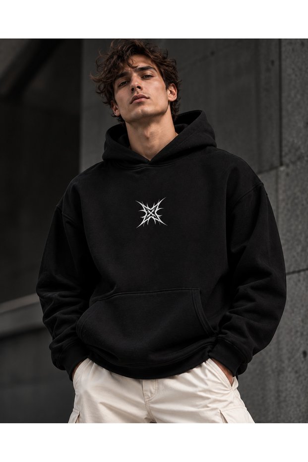 Abstract Tribal Symbol Printed Hoodie Sweatshirt