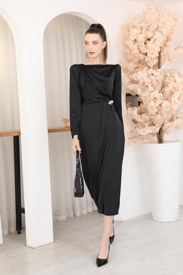 Padded Satin Fabric Dress