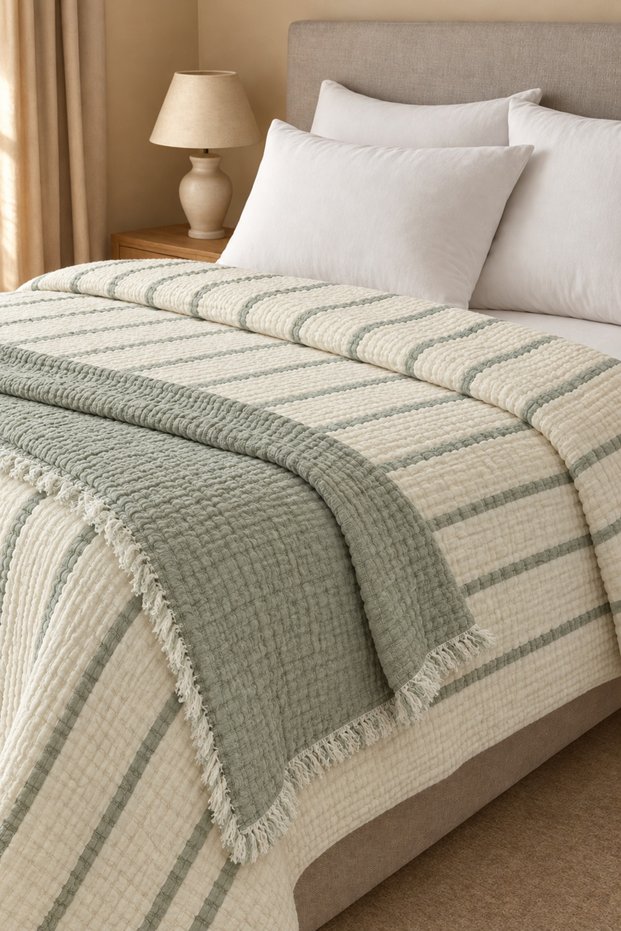 8 Layer Muslin Reversible Bedspread 240X260