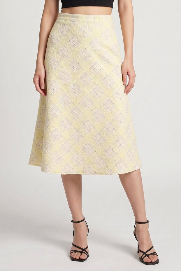 Women Textured Midi Skirt, Multicolor