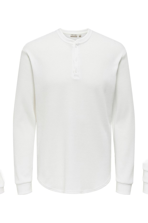 White Men's Regular T-Shirt Onstobie Reg Ls Henley Tee Noos