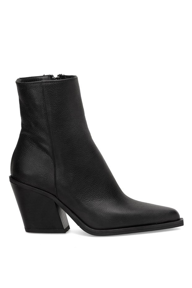 Elit 26Kzyn1759C Women's Genuine Leather Heeled Boots, Black.