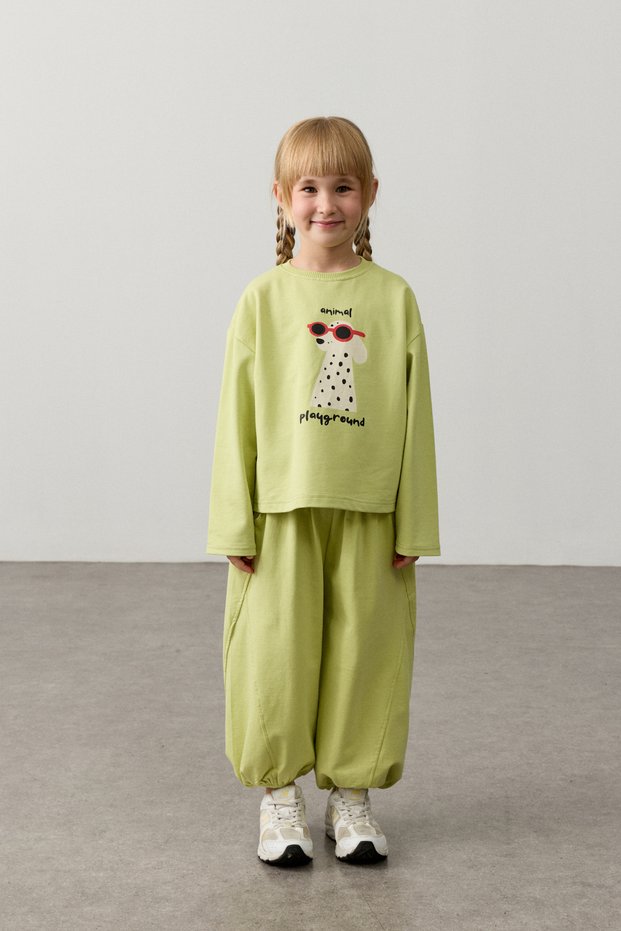 Oversize Printed Jogger Tracksuit Set Green