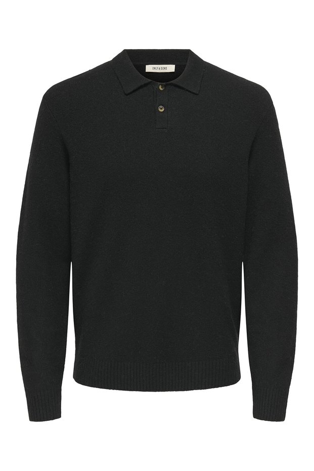 Black Men's Regular Sweater Onsjay Reg Ls Polo Knit