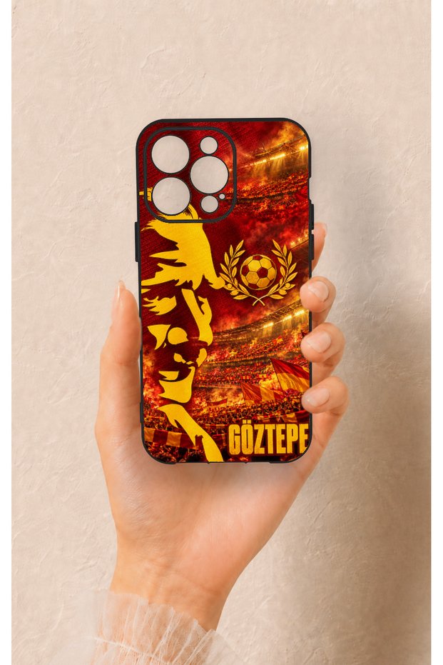 iPhone 13 Pro Max Compatible Silicone Case with a Göztepe-Themed Pattern.