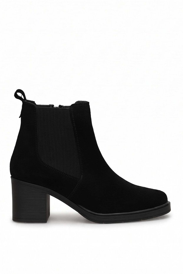 Elit Koc2544S Women's Genuine Leather Lined Fur-Inside Heeled Boots, Black.