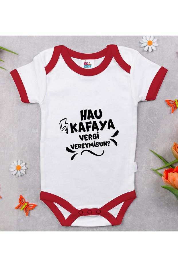 BK Kids Red Baby Bodysuit with "Hau Kafaya" Design - 1 (12–18 months)