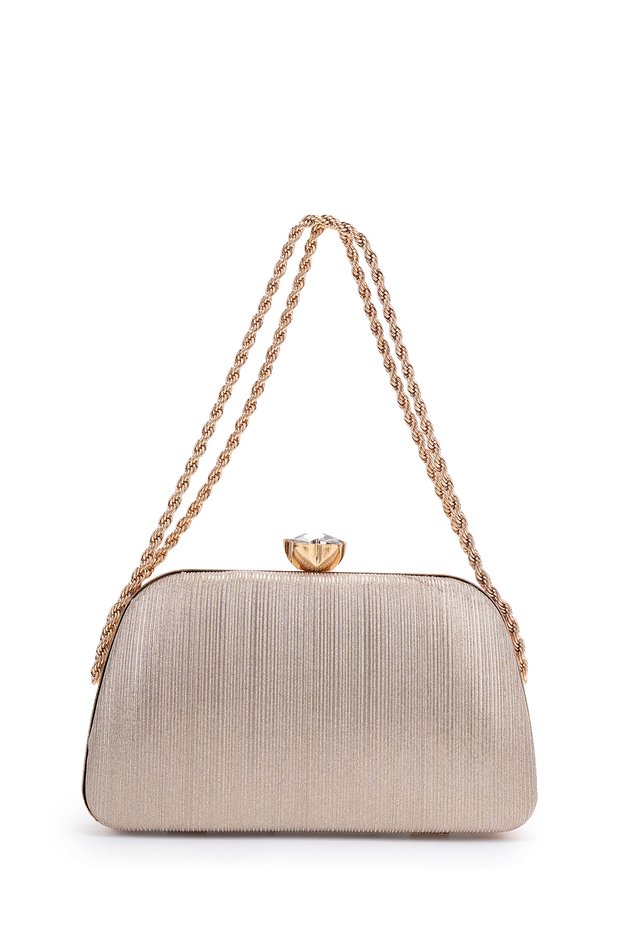 Floral Stone-Embellished Chain-Link Venom Women's Evening Bag