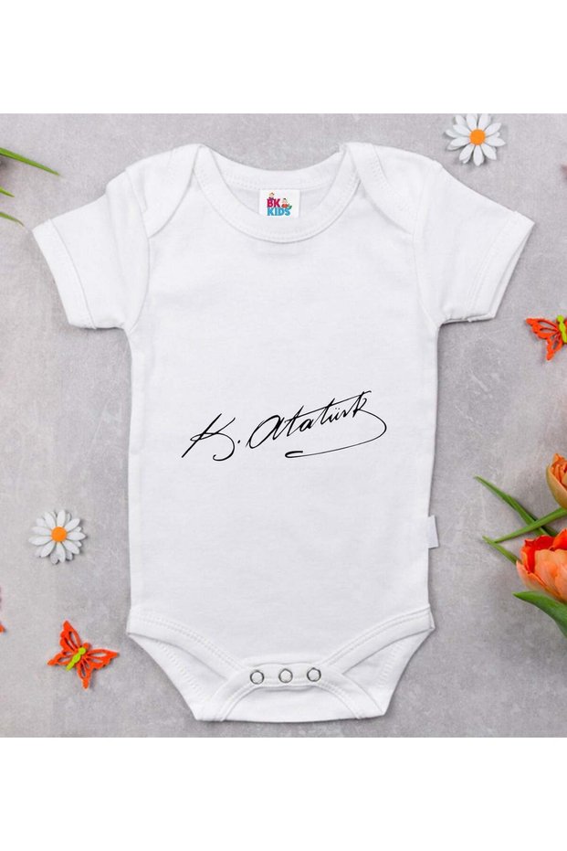 Atatürk-Themed White Baby Bodysuit-29, 0–3 Months