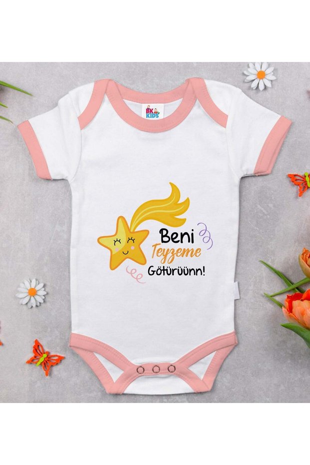 BK Kids "Take Me to My Aunt" Printed Pink Baby Bodysuit-1, 3–6 Months