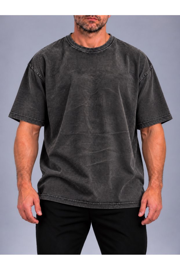Oversized T-Shirt with a Distressed, Vintage Look.