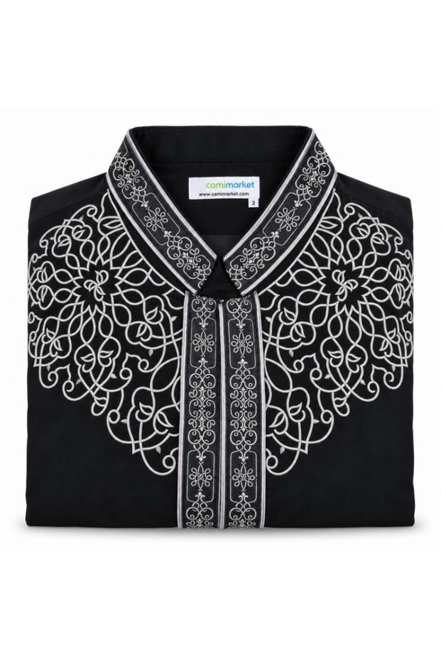 Imam Robe with Embroidery, Black Color.
