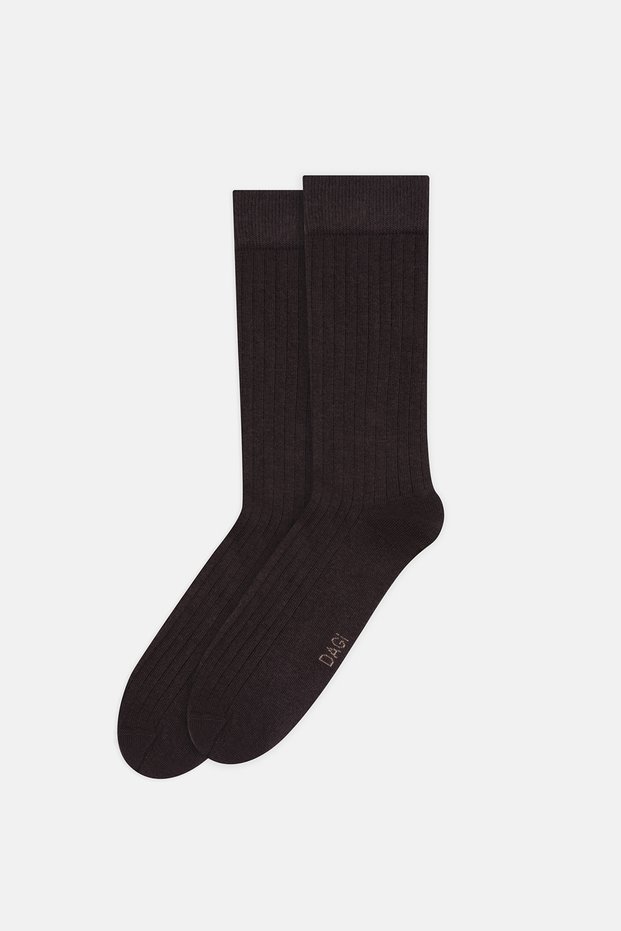 Brown Men's Ribbed Cotton Socks
