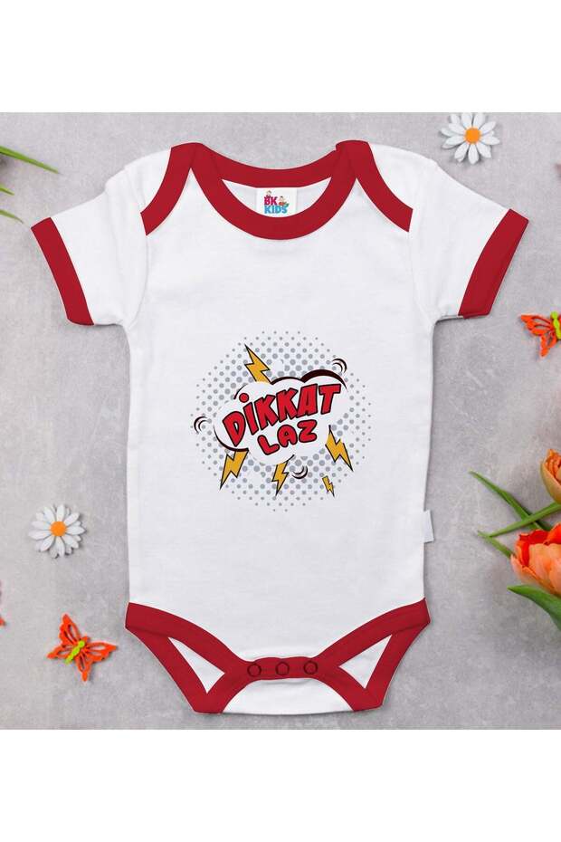 Bk Kids Attention Laz Designed Red Baby Bodysuit - 1, 0-3 Months.