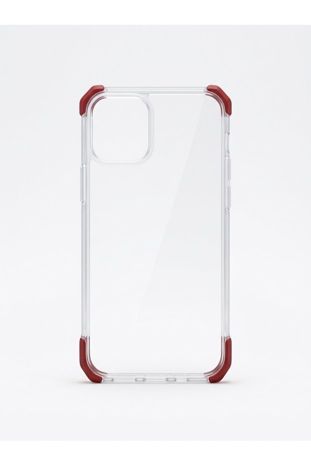 غطاء شفاف أحمر اللون لهاتف iPhone 11، بتصميم مربعات.