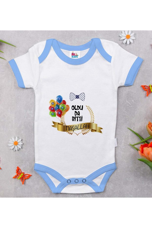 BK Kids Blue Baby Bodysuit with Circumcision Design - Size 4, 12–18 months