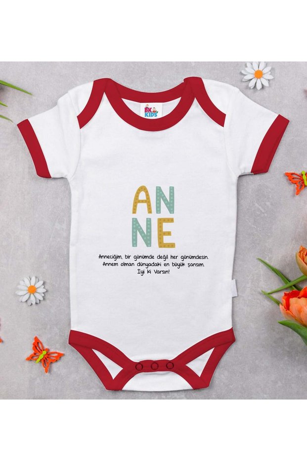 Bk Kids Anne Designed Red Baby Bodysuit - 2, 0-3 Months.