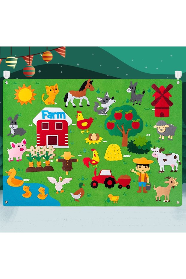 C--farm Farm Animals Felt Story Board Farmhouse Storybook Wall Hanging Decor Montessori Early Learni