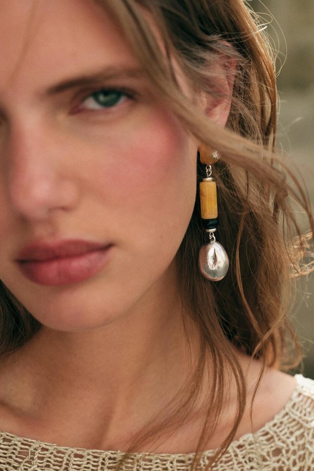 Marka Zr Model Orange Swinging Ethnic Earrings