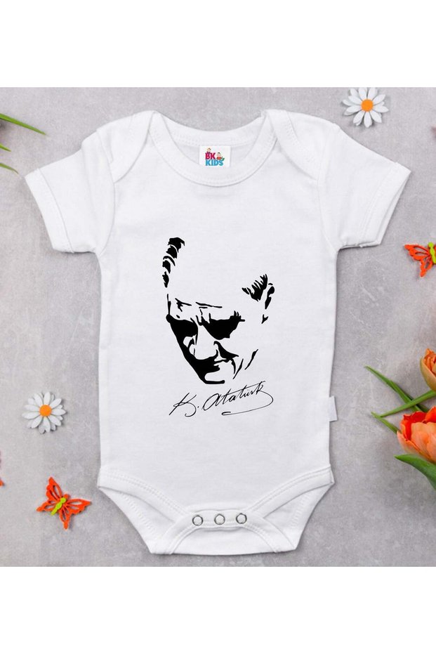 BK Kids Atatürk-Themed White Baby Bodysuit-25, 0–3 Months