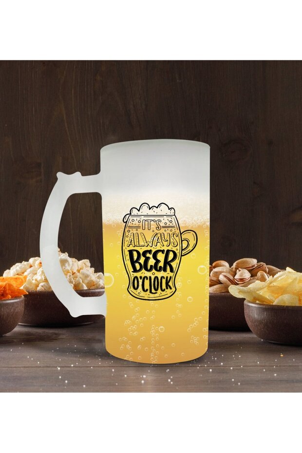 It's Always Beer O'Clock – Iced Glass Beer Mug, 50Cl - 1