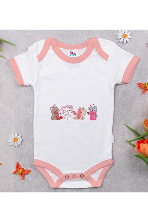 BK Kids Love Patterned Pink Baby Bodysuit-2, 12–18 months