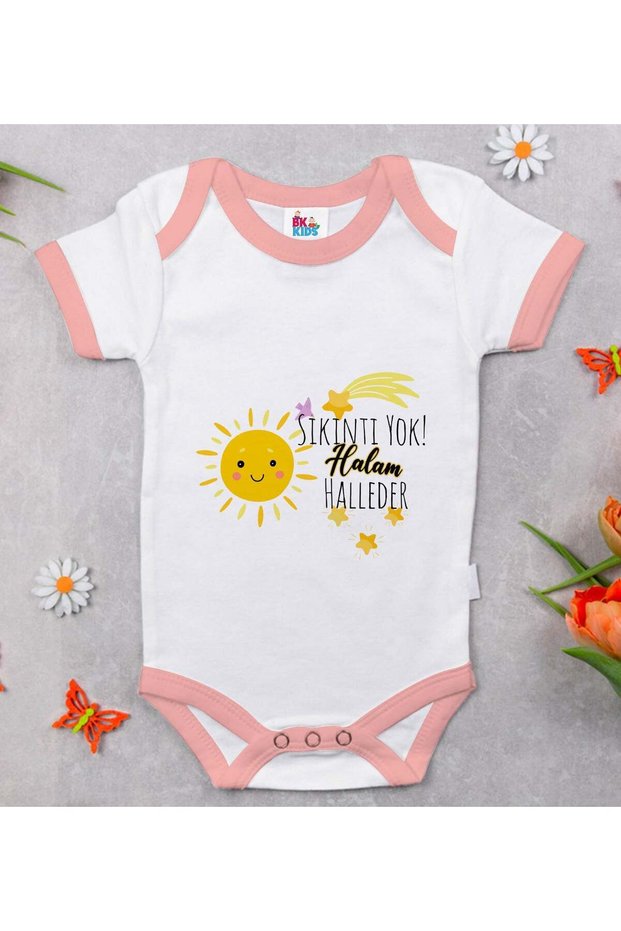 BK Kids "No Worries, My Aunt Will Take Care of It" Printed Pink Baby Bodysuit-1, 0-3 Months
