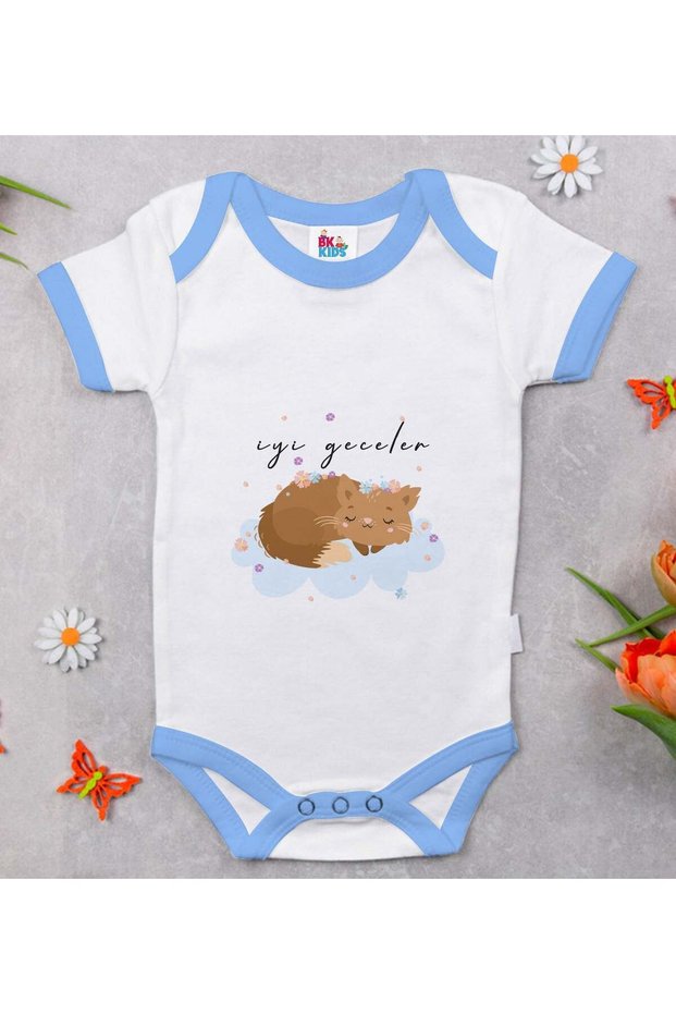 BK Kids "Good Night" Design Blue Baby Bodysuit-1, 12–18 months
