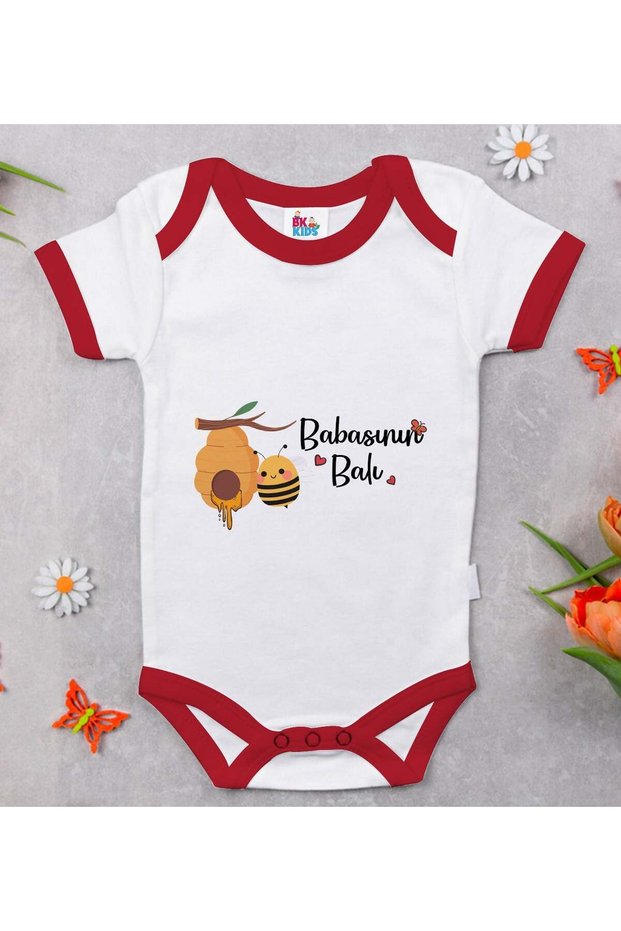 BK Kids "Dad's Honey" Design Red Baby Bodysuit-1, 3–6 Months