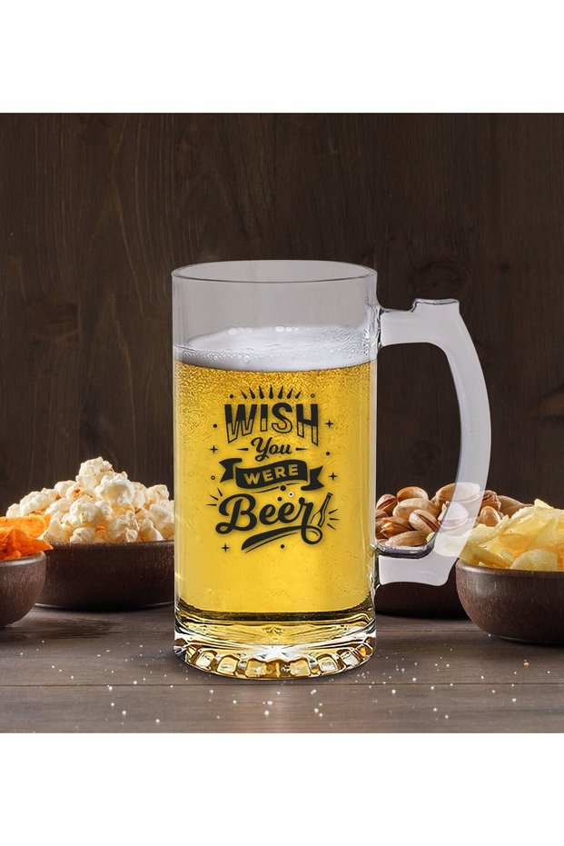 Wish You Were Beer – Frosted Glass Beer Mug, 50Cl - 1