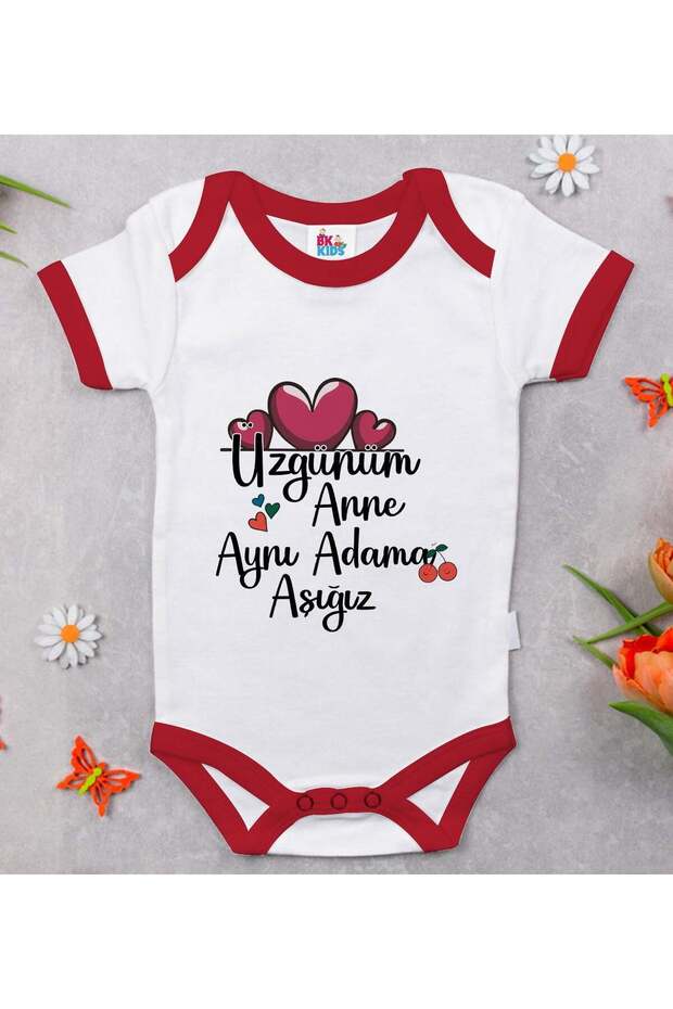 BK Kids "We're Both in Love with the Same Guy" Printed Red Baby Bodysuit-1