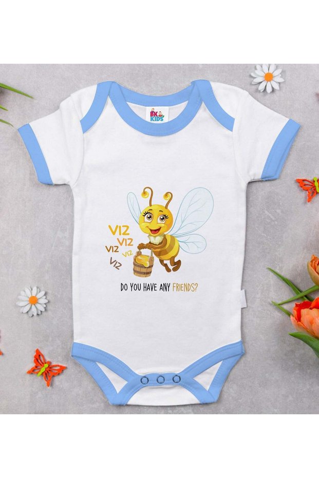 Bk Kids Cute Bee Design Blue Baby Bodysuit - 1, 12-18 Months.
