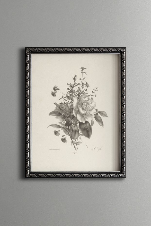 Wildflower Bouquet - Vintage Patterned Painting - Slim Frame