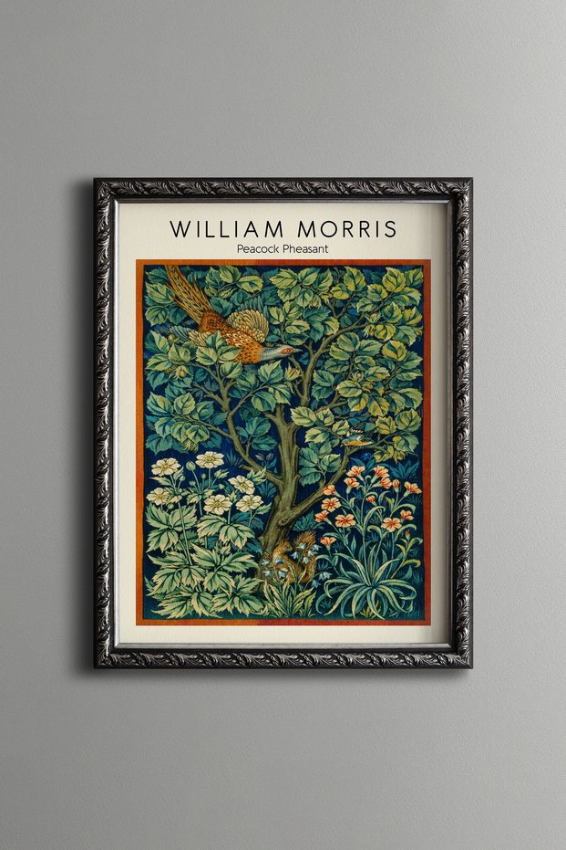 Blue and Green Floral Pattern - Vintage Patterned Painting - Slim Model