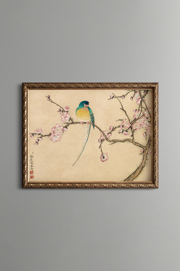 Bird with Erik Flowers - Vintage Patterned Painting - Slim Model