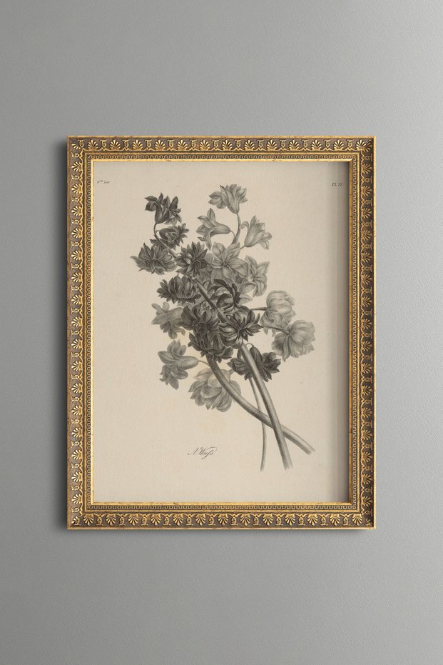 Elegant Wildflowers - Vintage Patterned Painting - Slim Frame