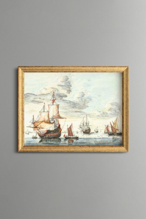 Serenity on the Sea - Vintage Patterned Painting - Slim Model