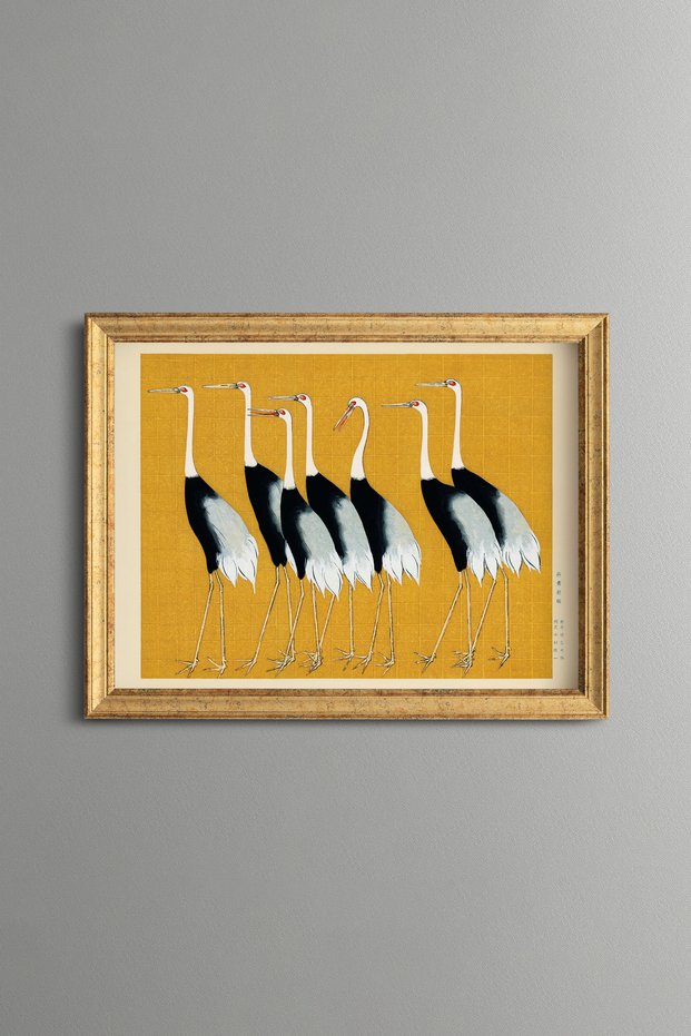 Turna Sürüsü - Vintage Patterned Painting - Slim Model