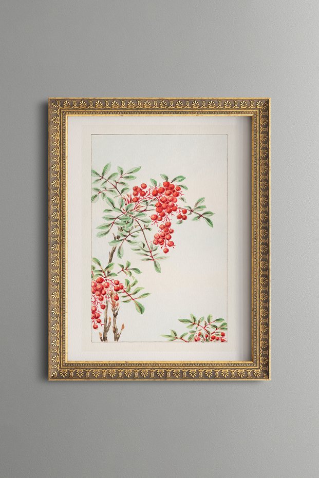 White Spring Flowers - Vintage Patterned Painting - Slim Frame