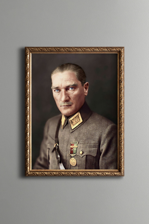 Ataturk Portrait - Vintage Patterned Painting - Fine Model