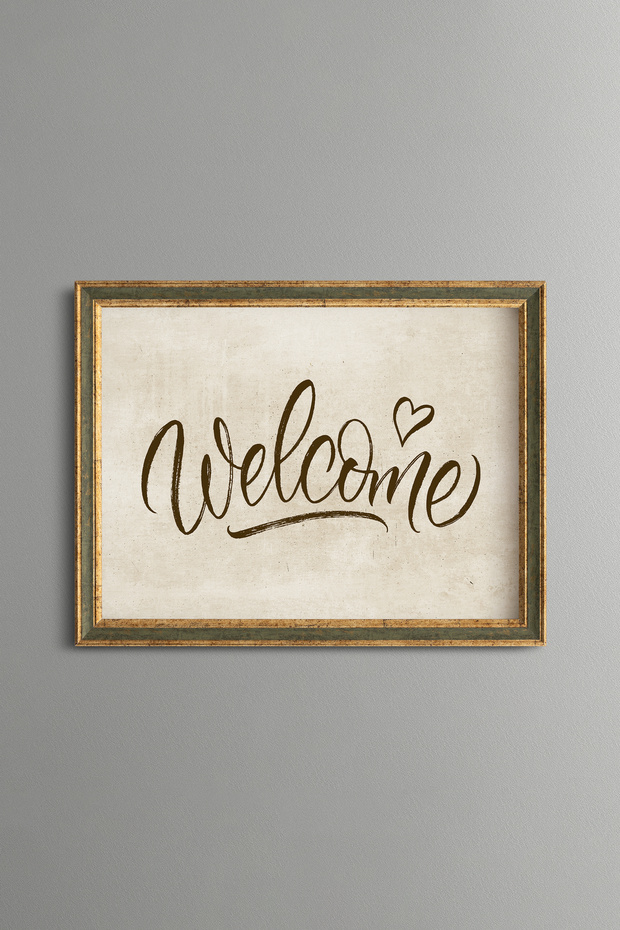 Welcome Sign - Vintage Patterned Painting - Slim Model