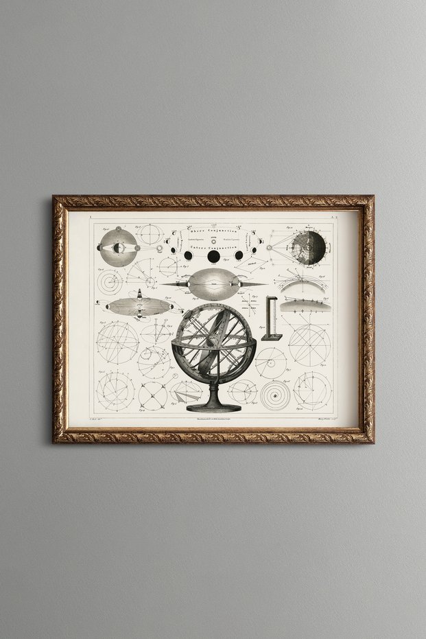 Celestial Spheres and Astronomy - Vintage Patterned Painting - Slim Model