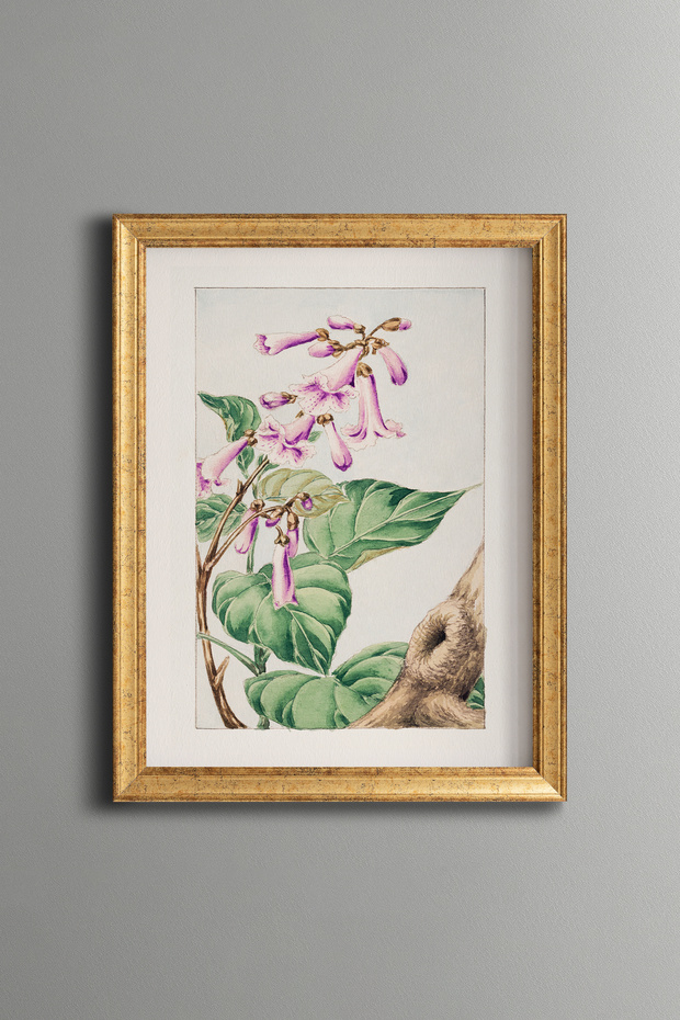 Purple Floral Branch - Vintage Patterned Painting - Slim Model