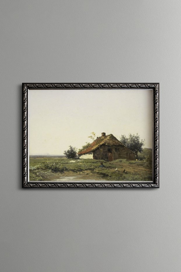 Houses by the River - Vintage Patterned Painting - Slim Model