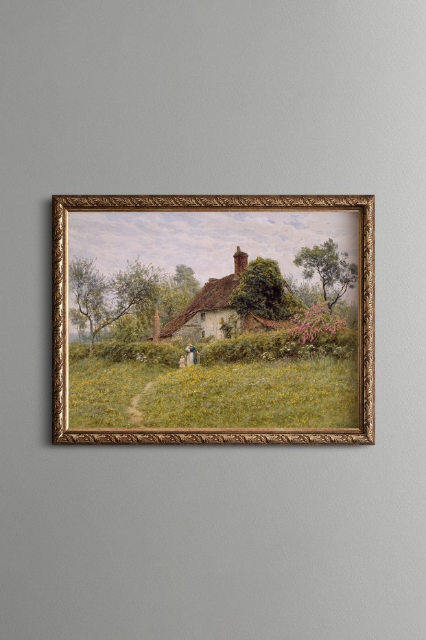 Country House and Garden - Vintage Patterned Painting - Slim Model