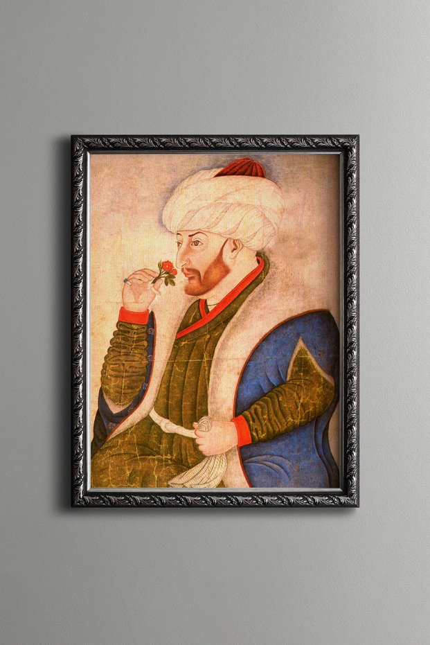 Portrait of Fatih Sultan Mehmet - Vintage Patterned Painting - Slim Model