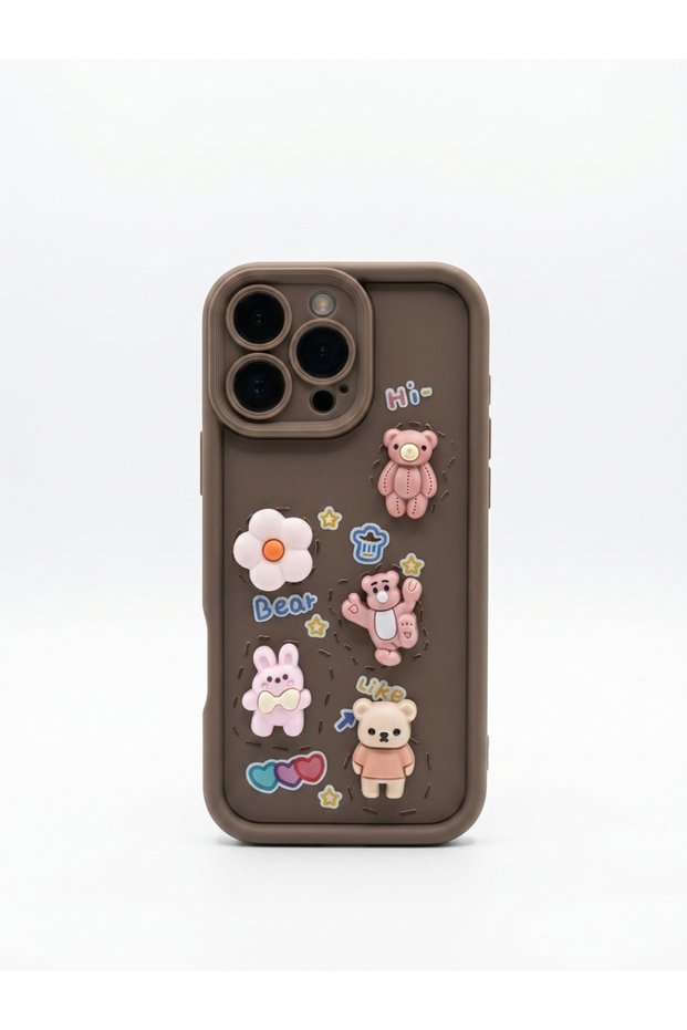 Iphone 16 pro max case with a teddy bear design.