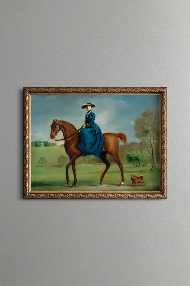 The Countess of Coningsby on Horseback - Vintage Patterned Painting - Slim Model