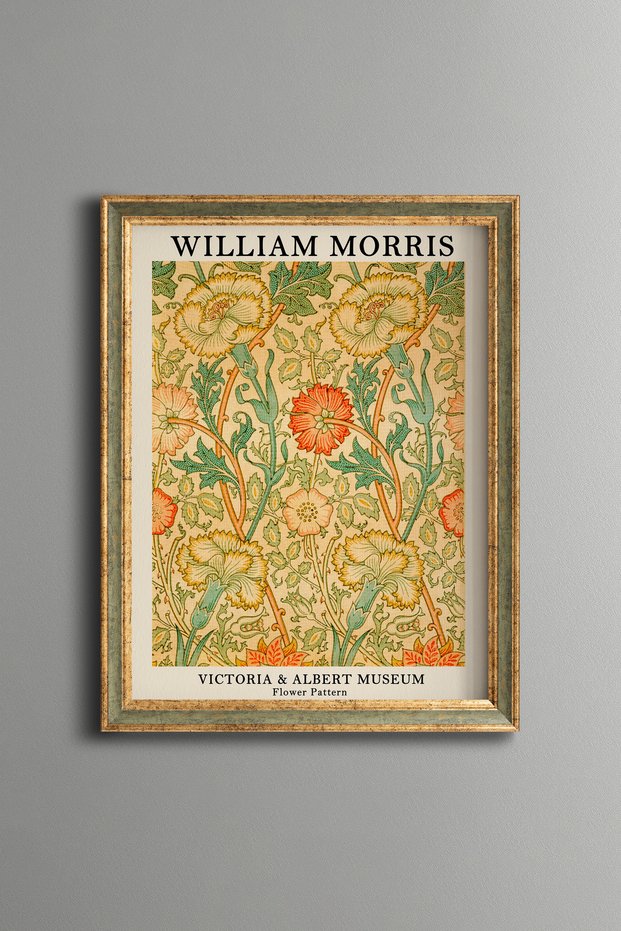 Golden Yellow Floral Pattern - Vintage Patterned Painting - Slim Model