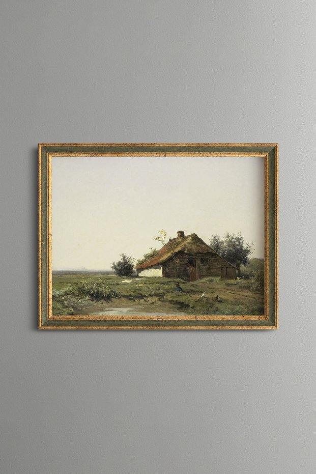 Houses by the River - Vintage Patterned Painting - Slim Model